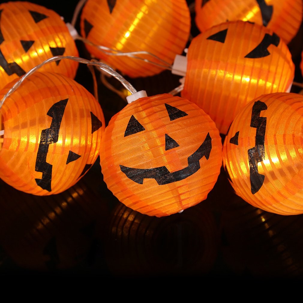 Halloween Kürbis Laterne LED Dekorative Licht Schnur Grusel Gesicht Batterie Dekorative Licht Schnur Behänge Dekoration