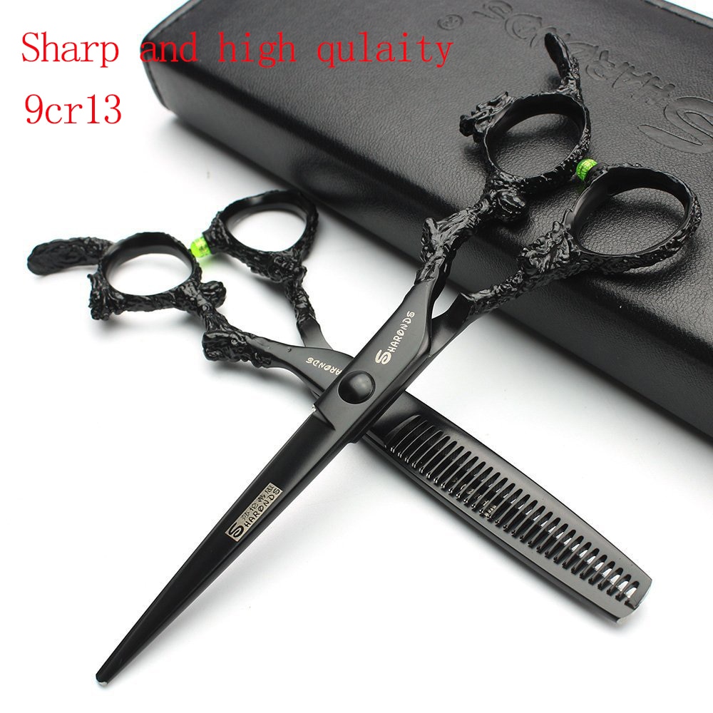 6 inch barber haircut scissors Japan 440c barbershop salon cutting shears thining scissors makas