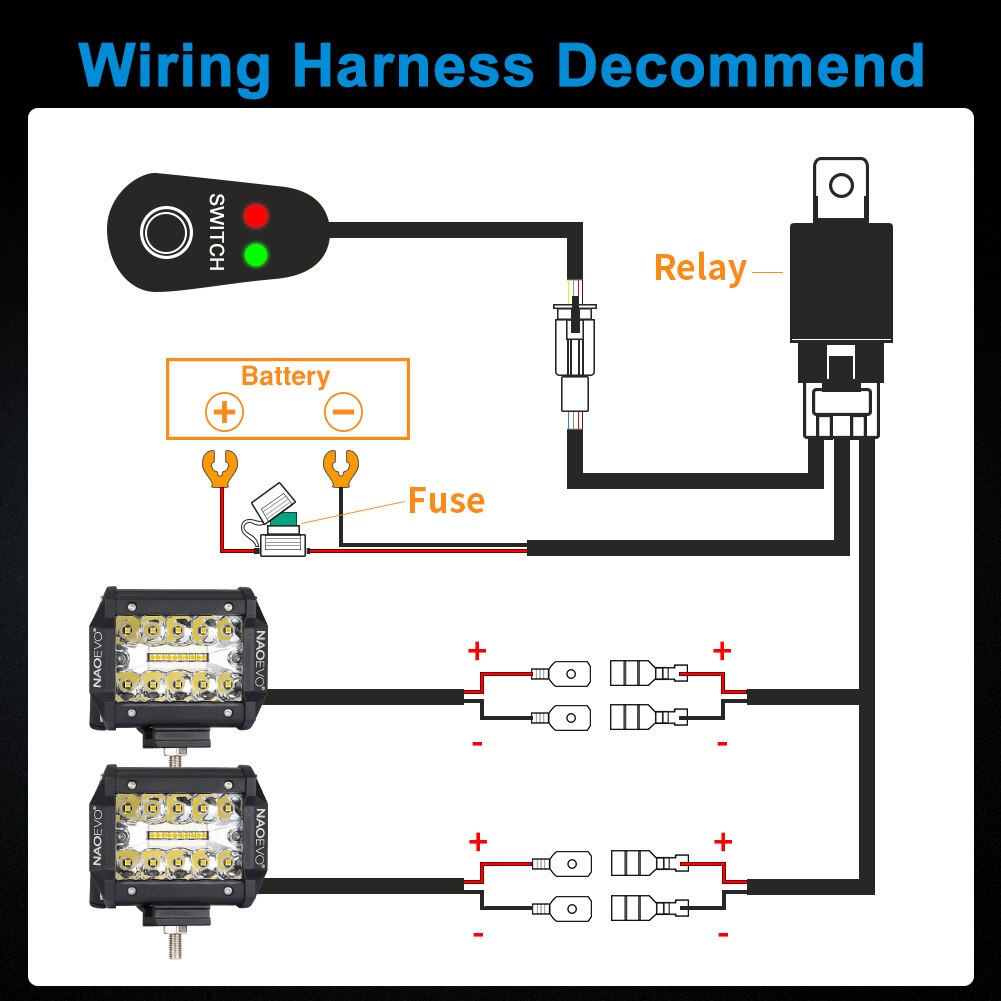 NAOEVO 4 Inch Cube Led Work Light OffRoad 144W 12V 24V Driving Fog Barra LED Bar Lights For Auto Motorcycle 4x4 Truck ATV SUV