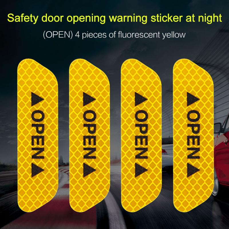 4 Stks/set Auto Reflector Sticker Waarschuwing Reflecterende Auto Reflecterende Strips Veiligheid Reflector Stickers Auto Styling Accessoires: yellow