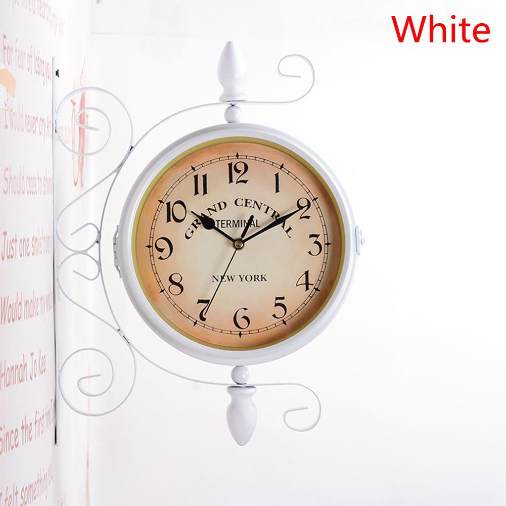 Double-Side Wall Mount Clock with Mute Movement Home Office Hotel Decoration