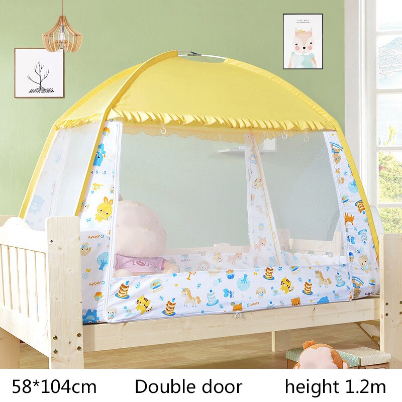 Kinder Bett Moskito Net Multi-größe Mongolischen Jurte Zelt Baldachin Für Jungen Mädchen Verschlüsselung Moskito Netting Für Infant: Yellow-58x104x120cm