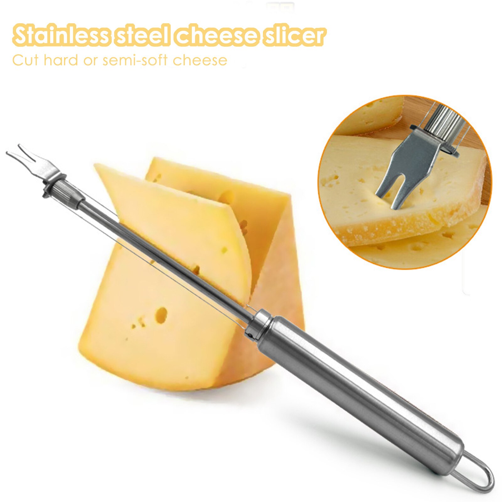Stainless Steel Cheese Board Double Wire Cheese Slicer Adjustable Butter Wire Cutter Cheese Cutting Wire Kitchen Cheese Tools