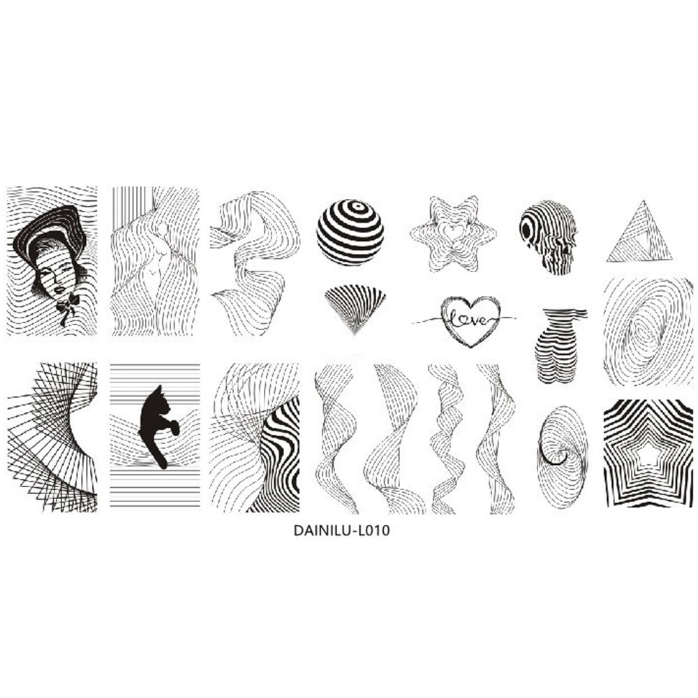 Geometrische Patroon Nagel Stempelen Plaat Nail Art Image Tekening Platen Stamper Schilderen Tool Rvs Dieren Foto &#39;S: 10