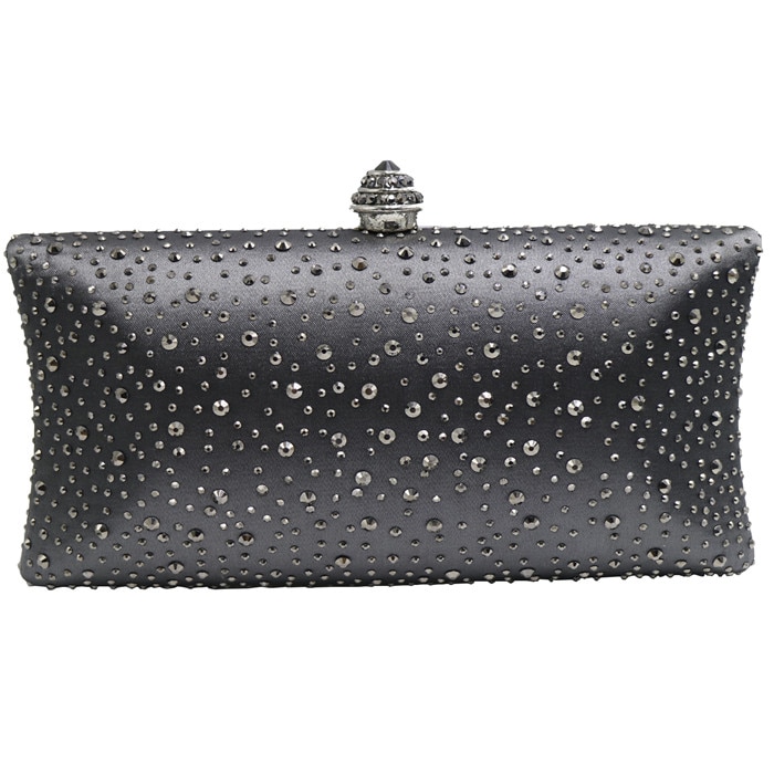 NUPHIA – pochette de soirée rigide en cristal pour femmes, élégante, Orange/violet/vert/rouge/gris: Gray