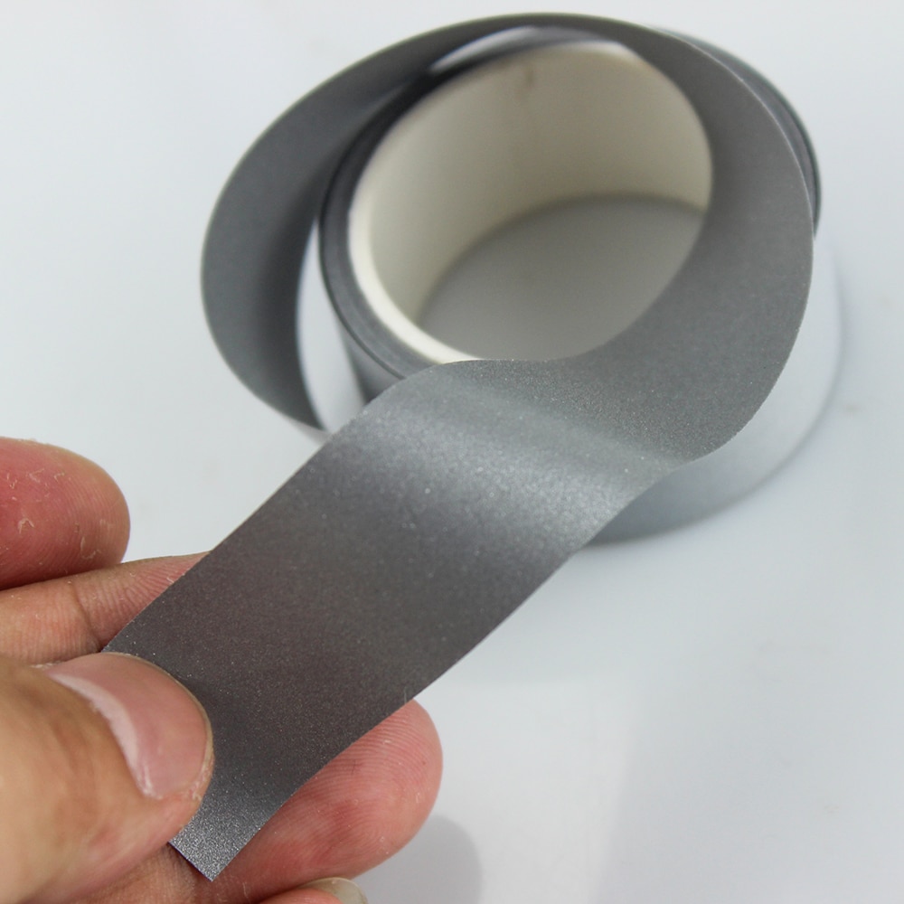 Safety Bright Silver Reflective Tape Polyester Fabric Sew On Clothes Tape For Clothing
