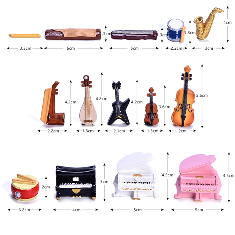 Miniature Music Instrument Resin Mini Violin Dollhouse Decorative Ornaments Crafts DIY Home Music House Bar Furniture Toys