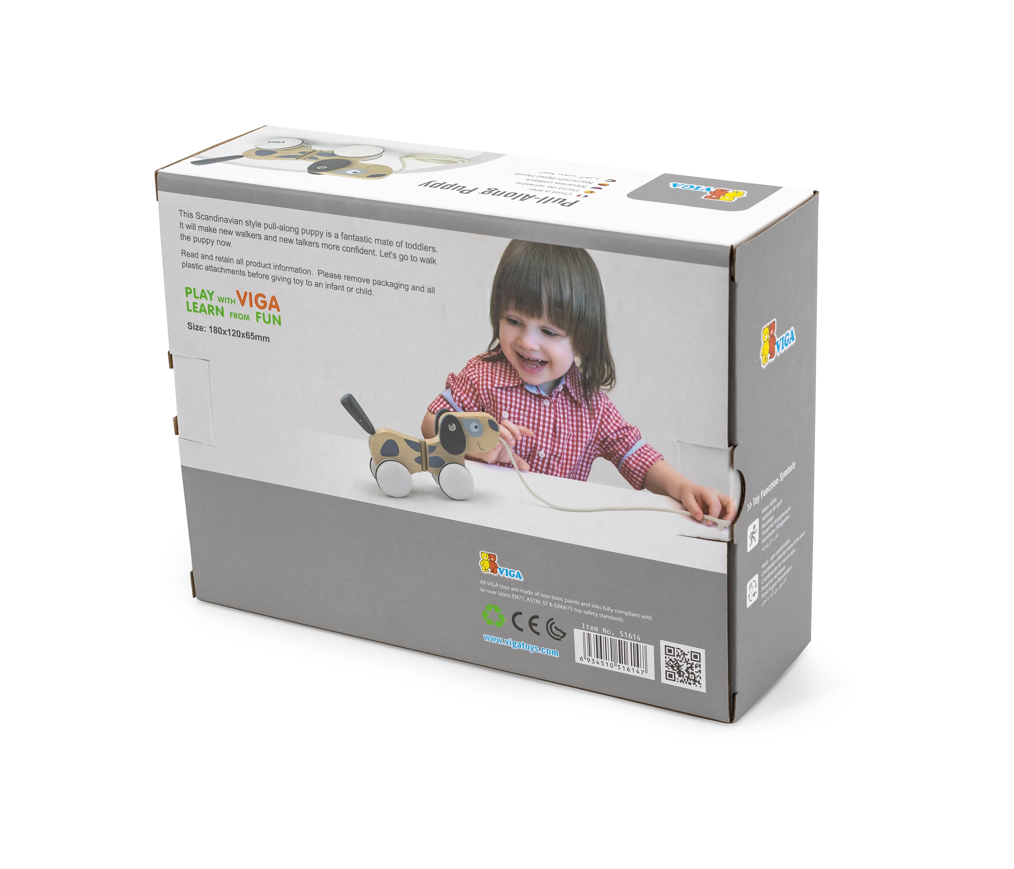 VIGA-juguetes de dibujos animados para bebés, juguetes de madera de arrastre de rueda de coche para apilar y tirar, para caminar para niños pequeños