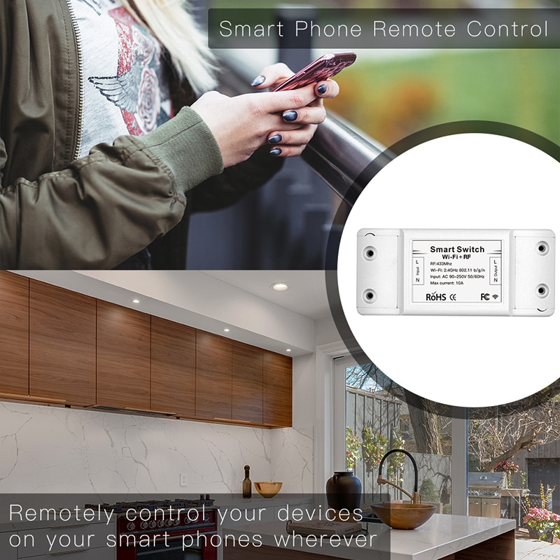 RF433 110V 220V Receiver WiFi RF Wireless Remote Voice Control Switch Smart Life Tuya APP Works For Alexa Google Home no battery