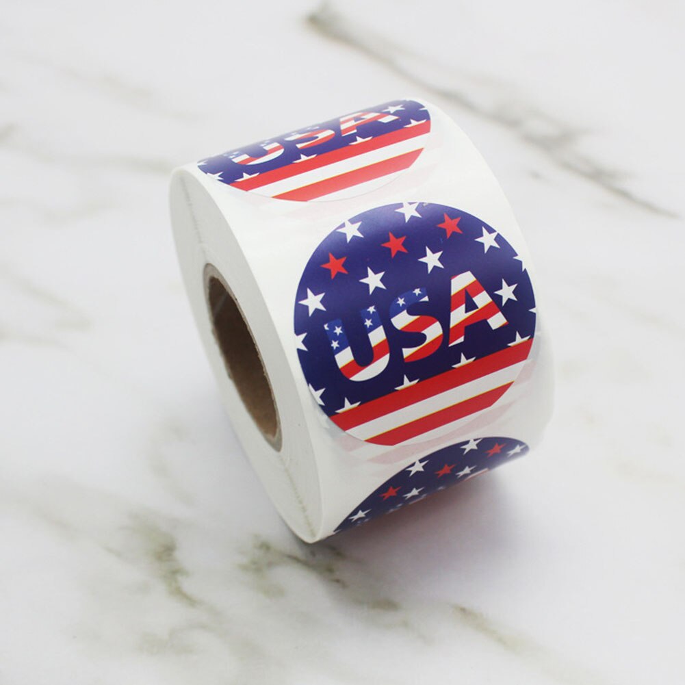 500pcs/roll Practical USA Sticker Home Decor Removable PVC Waterproof Patriotic Celebration Easy Apply American Independence Day: C