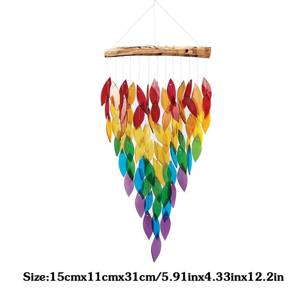Regenbogen Blatt Windspiele Harz Und Holz Material Rotierenden Handwerk Windspiele drinnen/draussen Hängen Dekorationen HEIßER