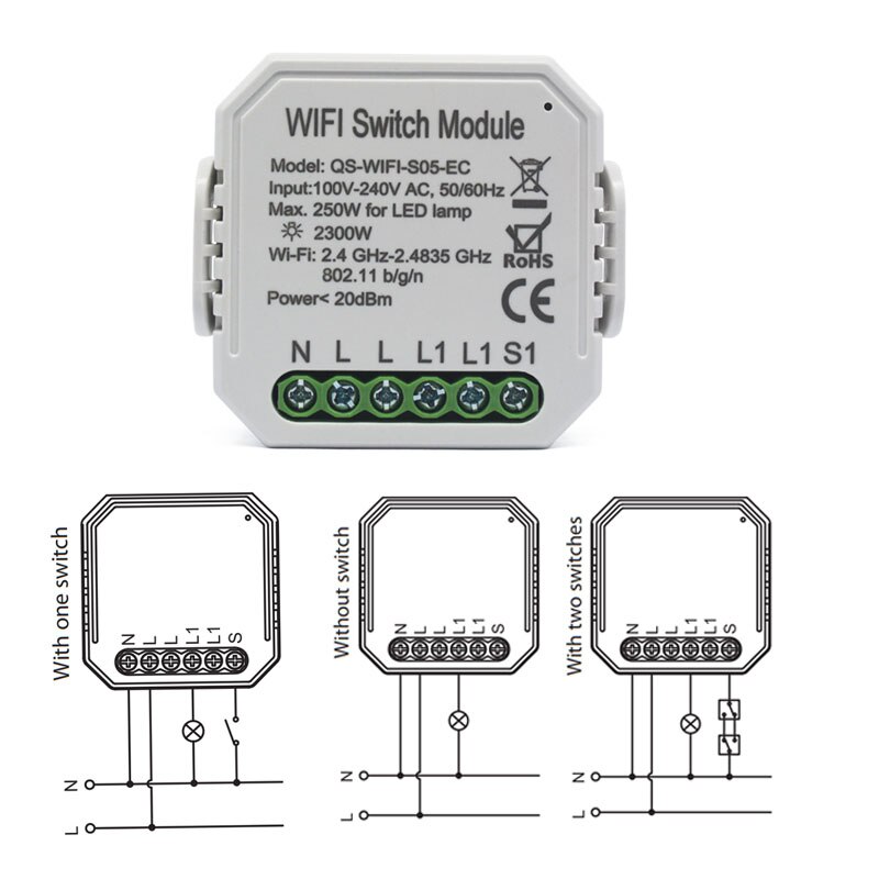 Tuya Wifi Power Meter Switch Module Concealed Wireless Relay Switch Consumption Monitor Measurement For Smart Home