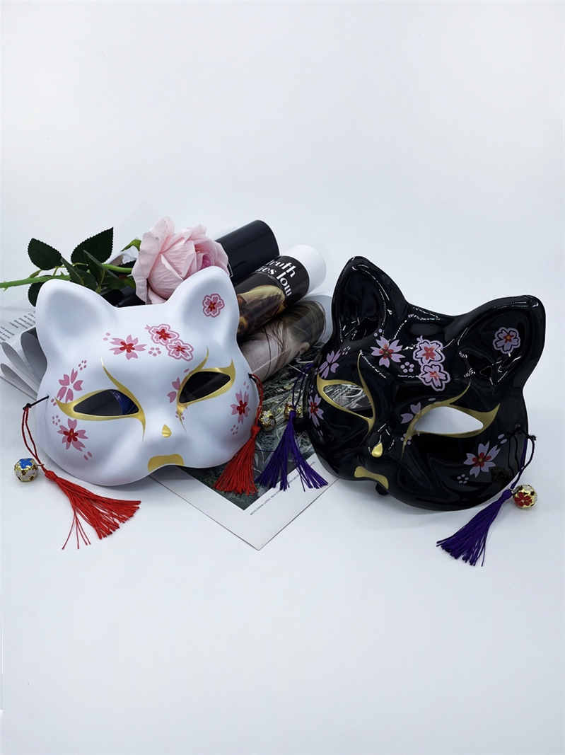 Japanese Hefeng Mask Half Face Women&#39;s Hand Painted Masquerade Dance Hanfu Accessories