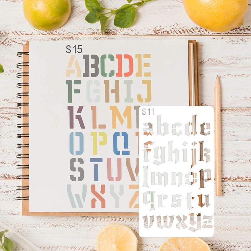 24 Sheets Engels Letters Tekening Sjabloon Stencil Schilderen Embossing Scrapbooking Diy Album