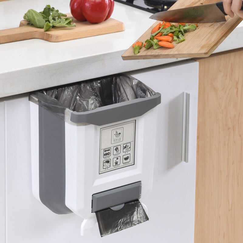 Keuken prullenbak badkamer toilet afvalopslag opvouwbare afvalbak keukenkastdeur hangende prullenbak aan de muur gemonteerde prullenbak