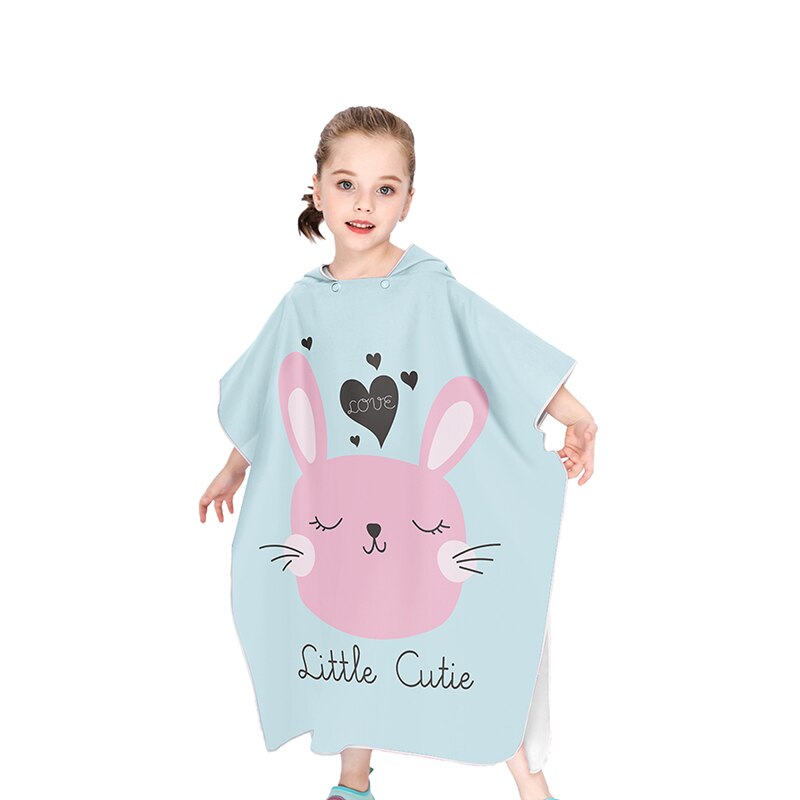 Kitten Kind Strand Veranderende Poncho Cartoon Meisjes Seaside Zonnebrandcrème Strand Gewaad Microfiber Snel Droog Hooded Handdoek Dieren Gedrukt: 22D