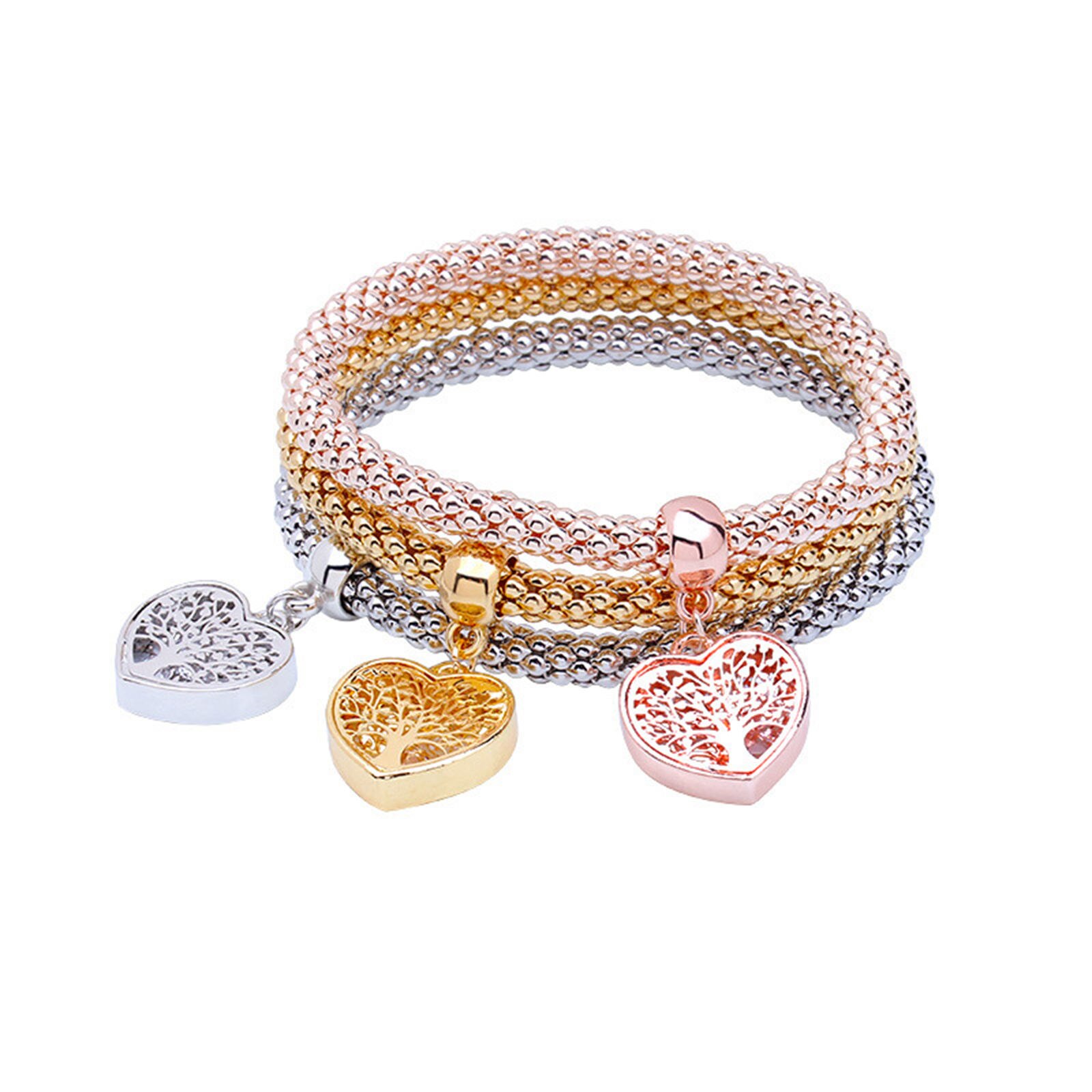 Braccialetti multistrato 3 pezzi braccialetto a catena di mais misto Vintage retrattile per festa Casual