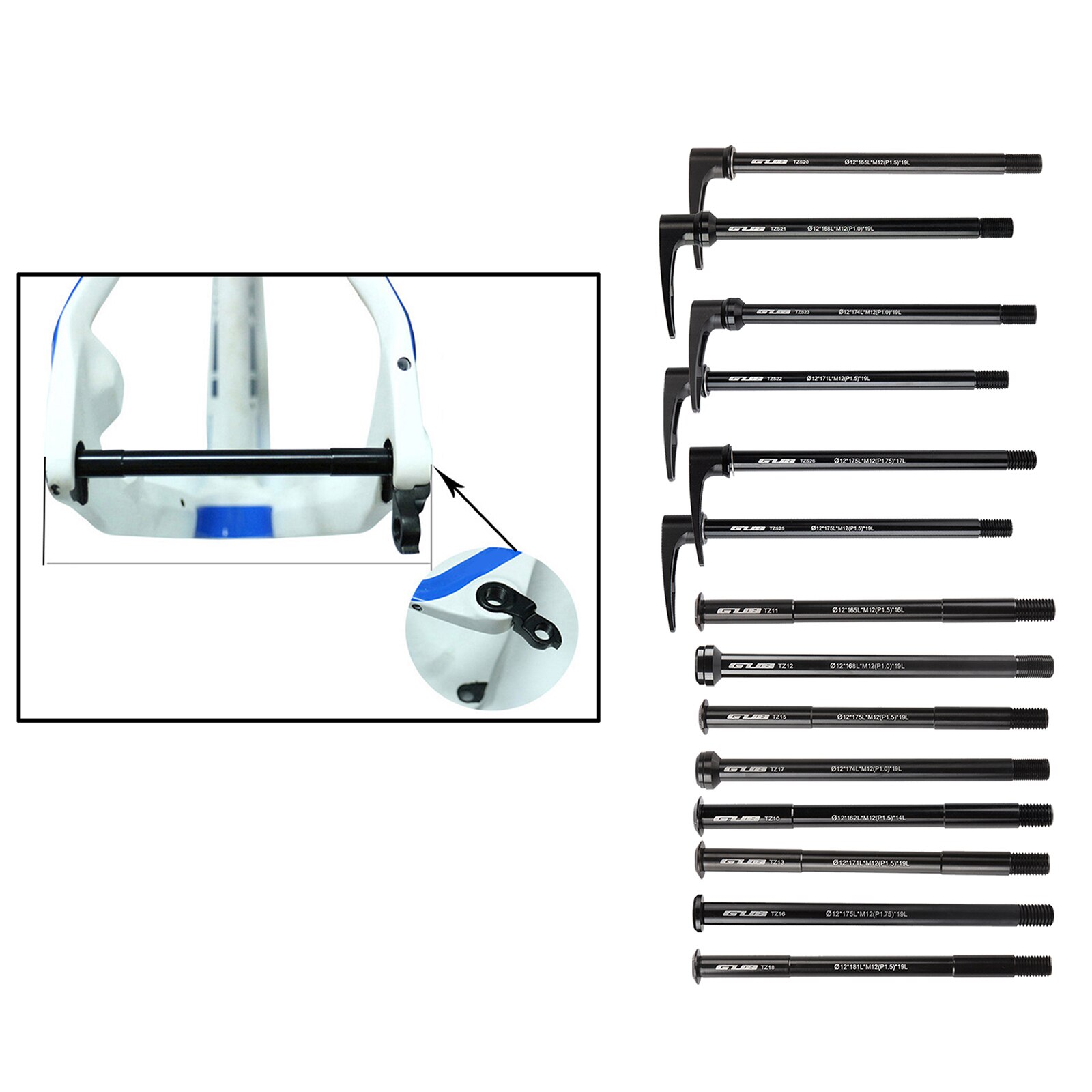 Bicycle Thru Axle Bike Quick Release Mountain Bike Hubs Tube Shaft Skewers Rear Axle 12x142 12x148 M12 P1.75 P1.5 P1.0 Axle