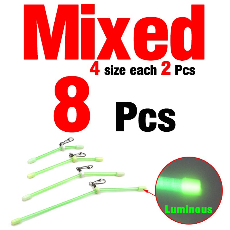 Mnft 6 stk anti-tangle bomme havfiskegrej plastrør balancebeslag lysende fiskegruppe fiskesnøre pesca: Blandet størrelse 8 stk