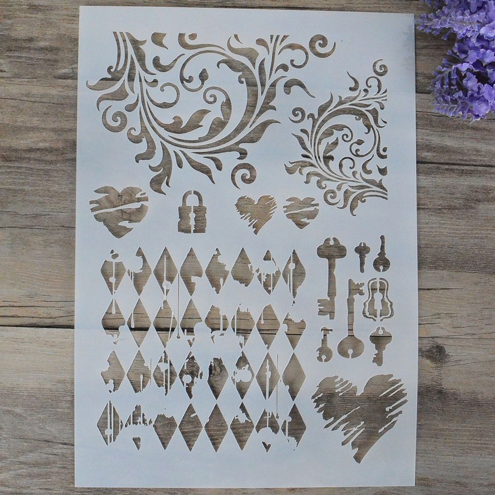 Diy håndværk lagdeling stencils skabelon til vægmaling scrapbog stempling tableau dekoration