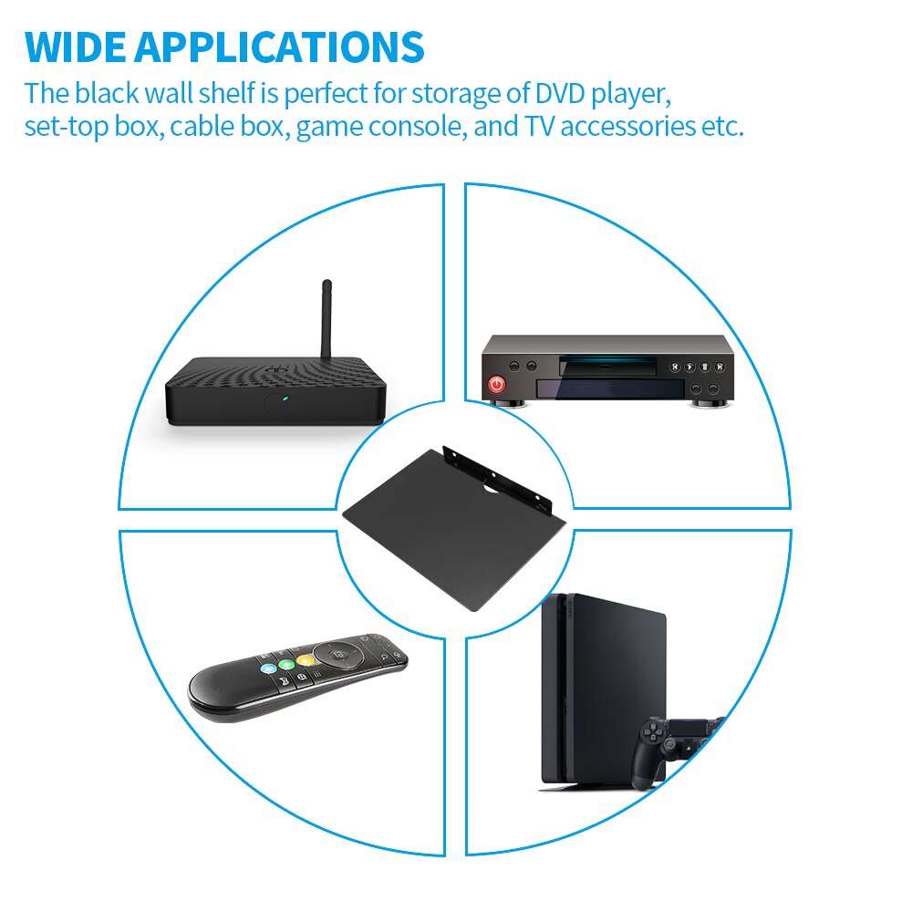 Foldable Mount Bracket TV Box Set Top Box Stand Holder Racks Wall Mounts Storage Single Space Shelf Wall-Mounted DVD Shelf