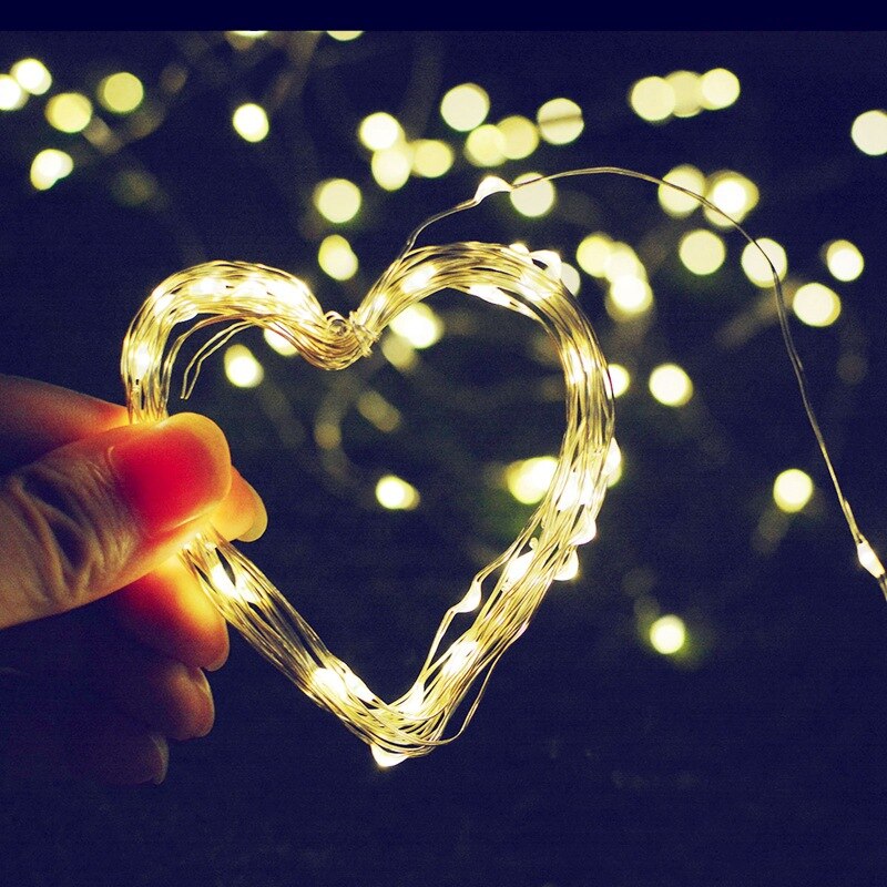 Solar light string outdoor waterproof decorative courtyard led light string Christmas copper wire