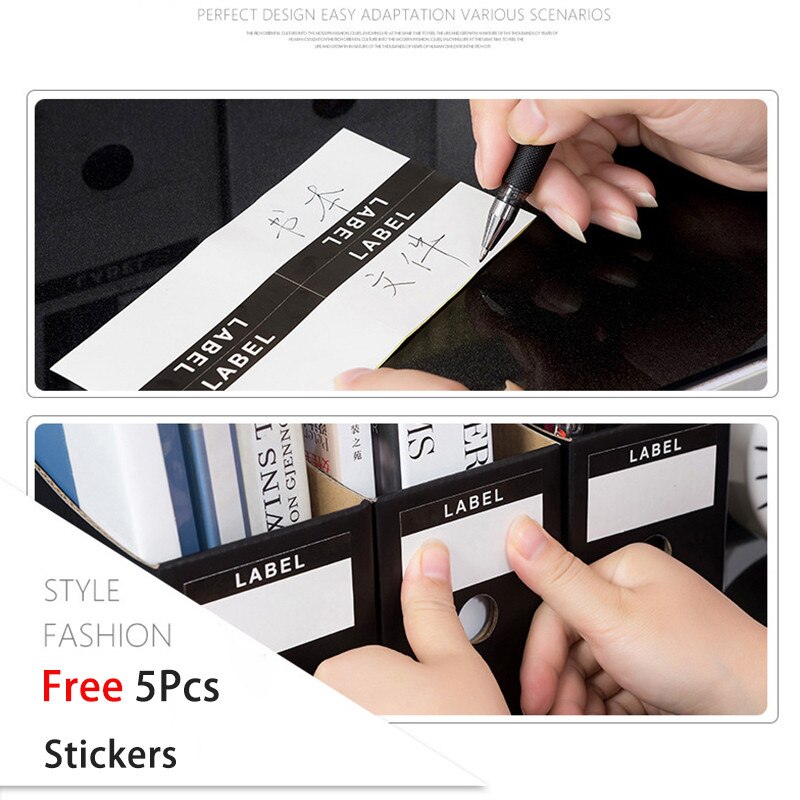 5Pcs/Set File Book Holder School Foldable Desk Organiser Office Letter Magazine Document Storage Cardboard Box Stationery Black