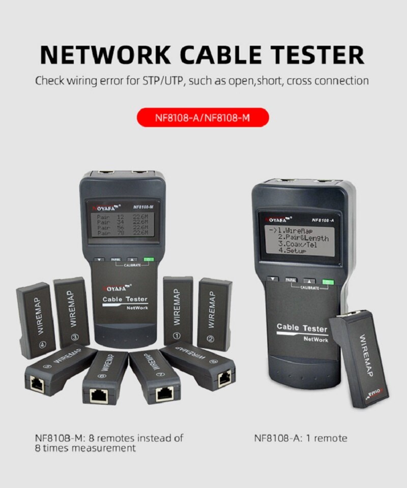 Noyafa NF-8108A Cat.5E/ 6E UTP STP Network Cable Tester Check Wiring Error 5E 6E Wire Test