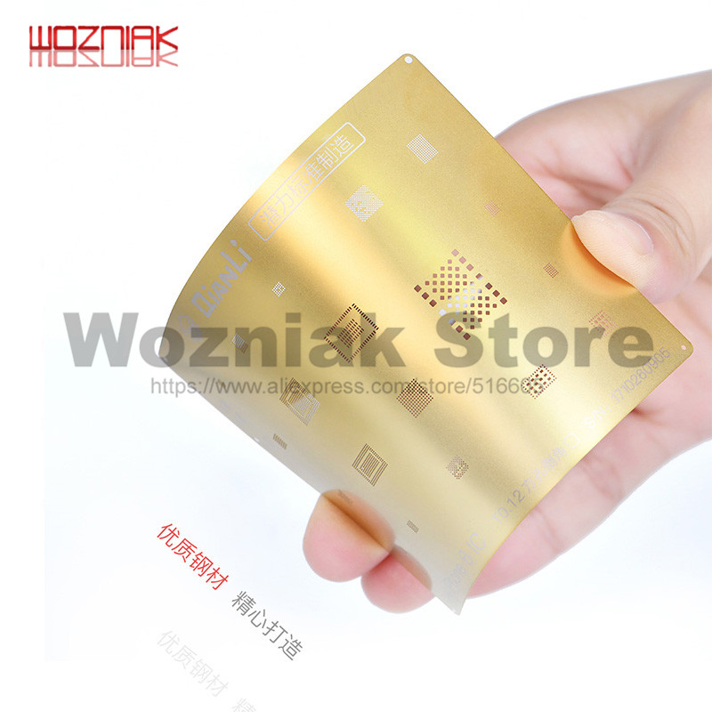 QIANLI IOS Golden 3D Steel Mesh NAND baseband IC/CPU A8 A9 A10 A11 3D BGA Reballing Stencil for IPHONE 6 6S 7 7P 8P T0.12 net