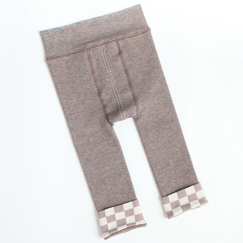 Mallas térmicas de terciopelo para niño y niña, pantalones de celosía gruesos y cálidos, pantalones infantiles para recién nacidos, accesorios para bebé: Milk coffee / XS(0-2 years old)
