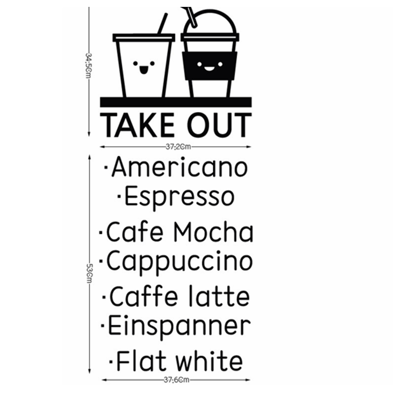 Coffee Shop Sticker Glass Decal Cafe Poster Vinyl Art Wall Decor Mural Break Milk Tea: B