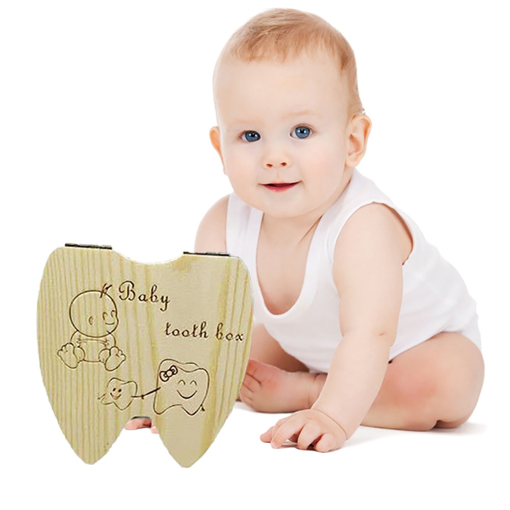 Wooden Baby Tooth Box Organizer Milk Teeth Storage Umbilical Lanugo Preservation Collecting Baby Souvenirs