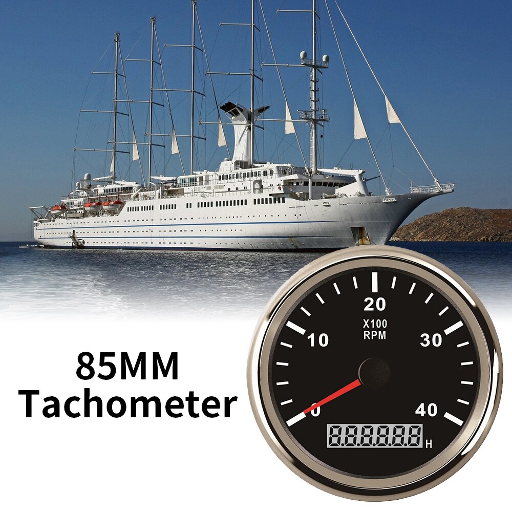 85mm Tachometer with Hourmeter Truck Car Boat Diesel Engine Tacho Meter Sensor Gauge REV Counter with Backlight M16 M18