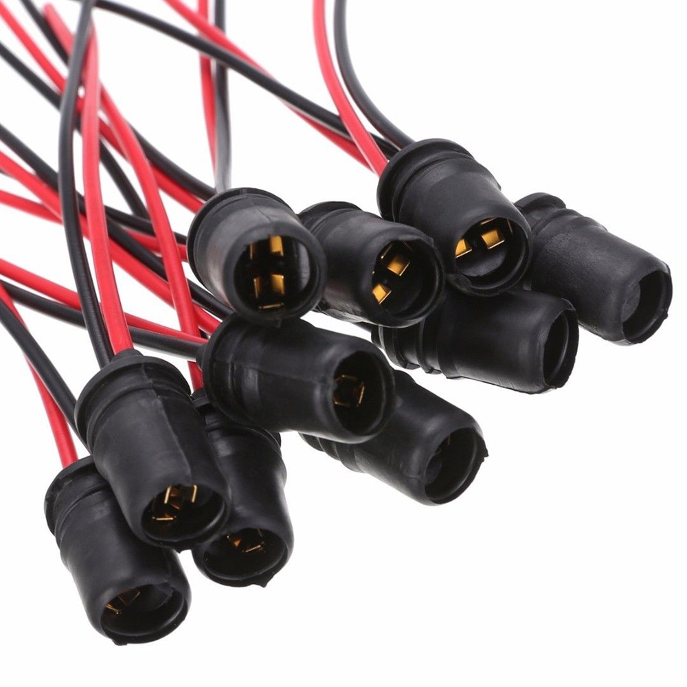 10Pcs T10 W5W Wedge 9-10 Mm Base Capless Wedge Bulb Houder Socket Fitting Kan Worden Gebruikt Voor 6V/12V/24V