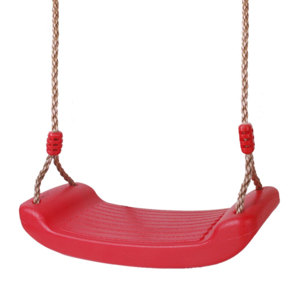 Heavy Duty Hard Plastic Swing Seat with Rope Set Kids Outdoor Fun Play Red