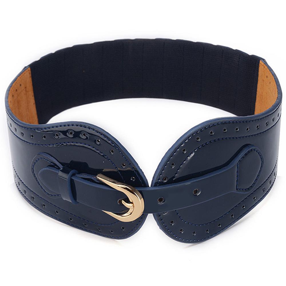 AKTRIS Dames Decoratieve Riemen Dermis Elastische Blauw Tailleband Taille Lakleer Down Jassen Tailleband Vrouwen FCO123: Blue