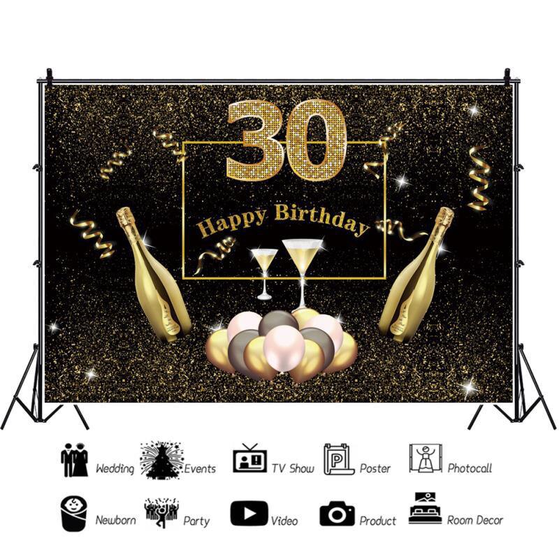 Décor de fond de fête d'anniversaire pour adulte, fournitures pour fête d'anniversaire de 30, 40, 50, 60 ans: C