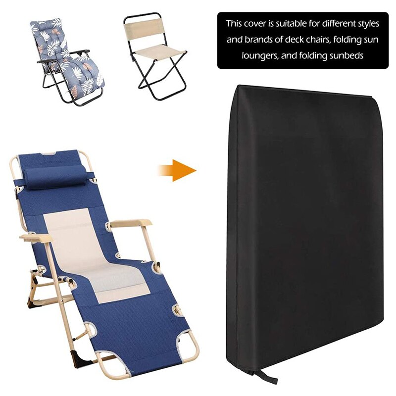Outdoor Folding Deck Chair Cover, Black Folding Co... Grandado
