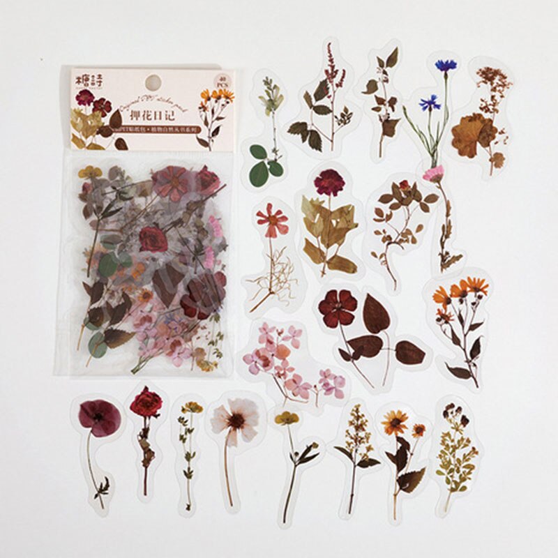 40 stk/pose plante naturlig blomst serie dekorativ dagbog klistermærke scrapbog planlægger dekorativt brevpapir klistermærke til håndkonto