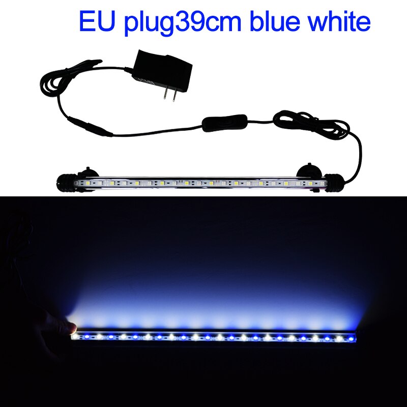 EU plug aquarium led fish tank lamp waterproof bar diving light aquarium decorative lighting 220 V EU power supply Aquarium: 39cm blue white