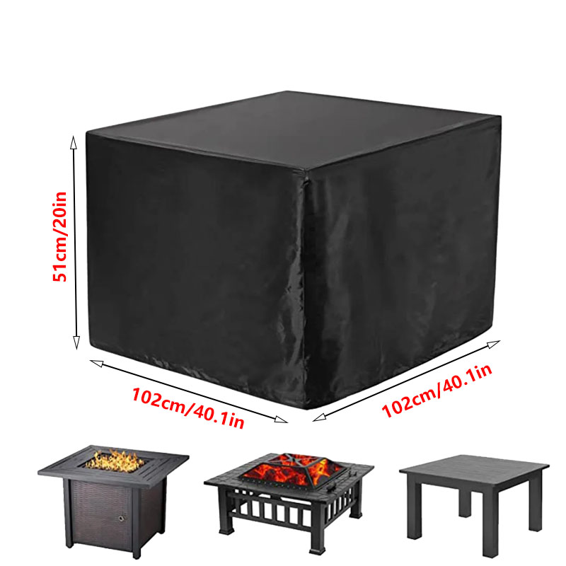 BBQ Accessories Fire Pit Cover, Square 210T Waterproof Square Patio Fire Pit Table Cover, Fade Resistant and UV Resistant,: Light Grey
