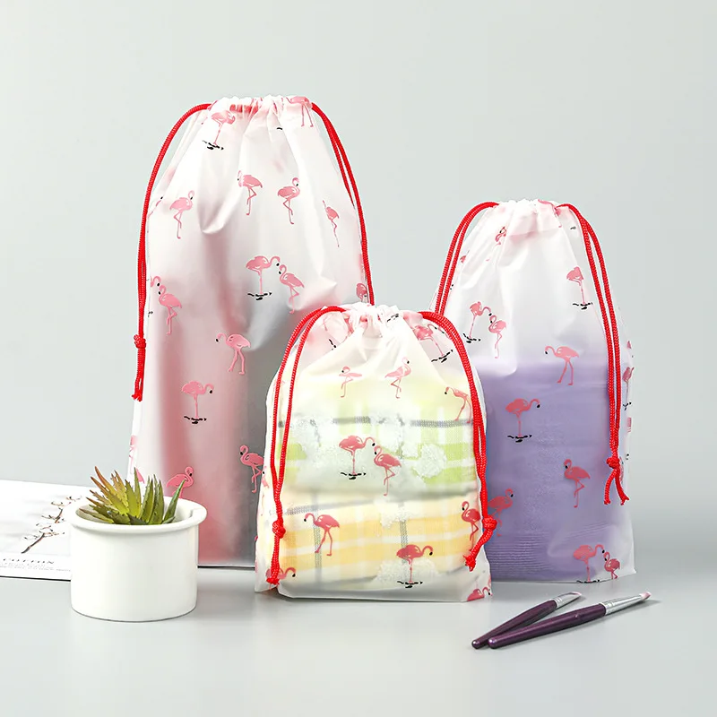 Cute Transparent Waterproof Travel Cosmetic Bag Women Makeup Case Bath Make Up Toiletry Wash Beauty Kit Storage Pouch: S / Red