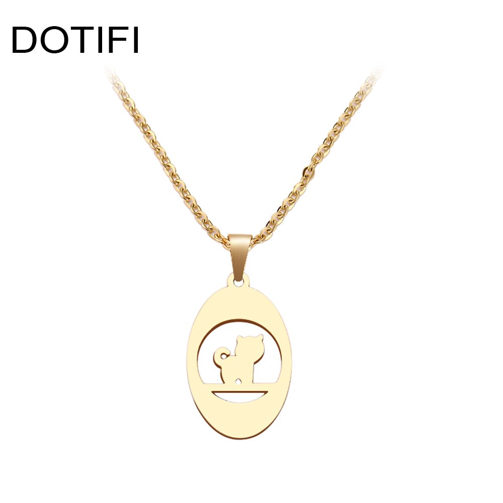 Dotifi Rvs Ketting Voor Vrouwen Man Denken Kat Hanger Choker Ketting Engagement Sieraden