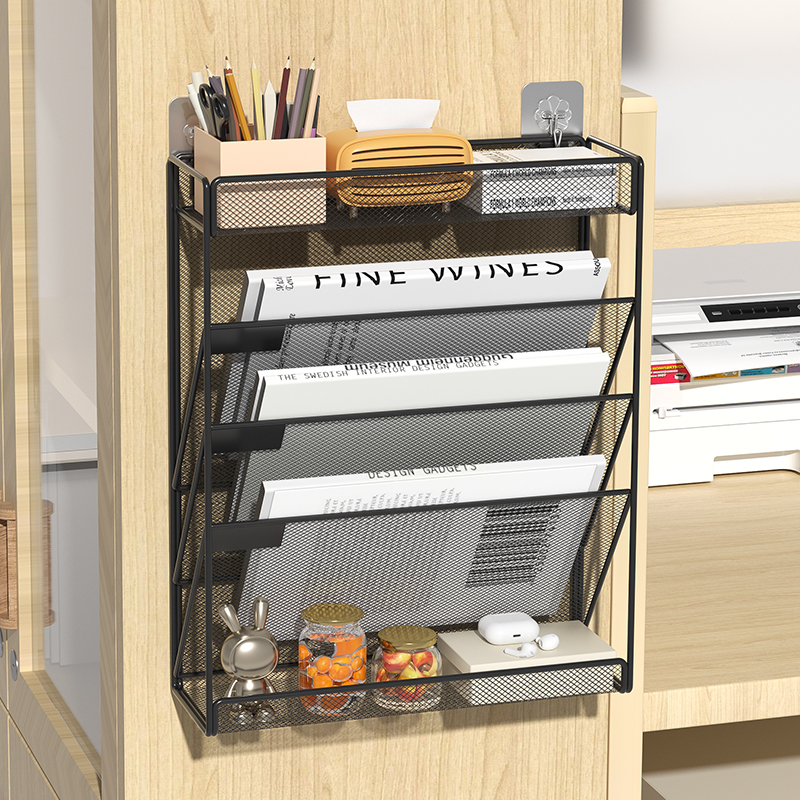 Bureau Bestandsorganisator Mesh 5-Tier, Hangende Muurbevestiging Document Organisatie Stand, Desktop Verticale Post Papieren Map Houder Rack
