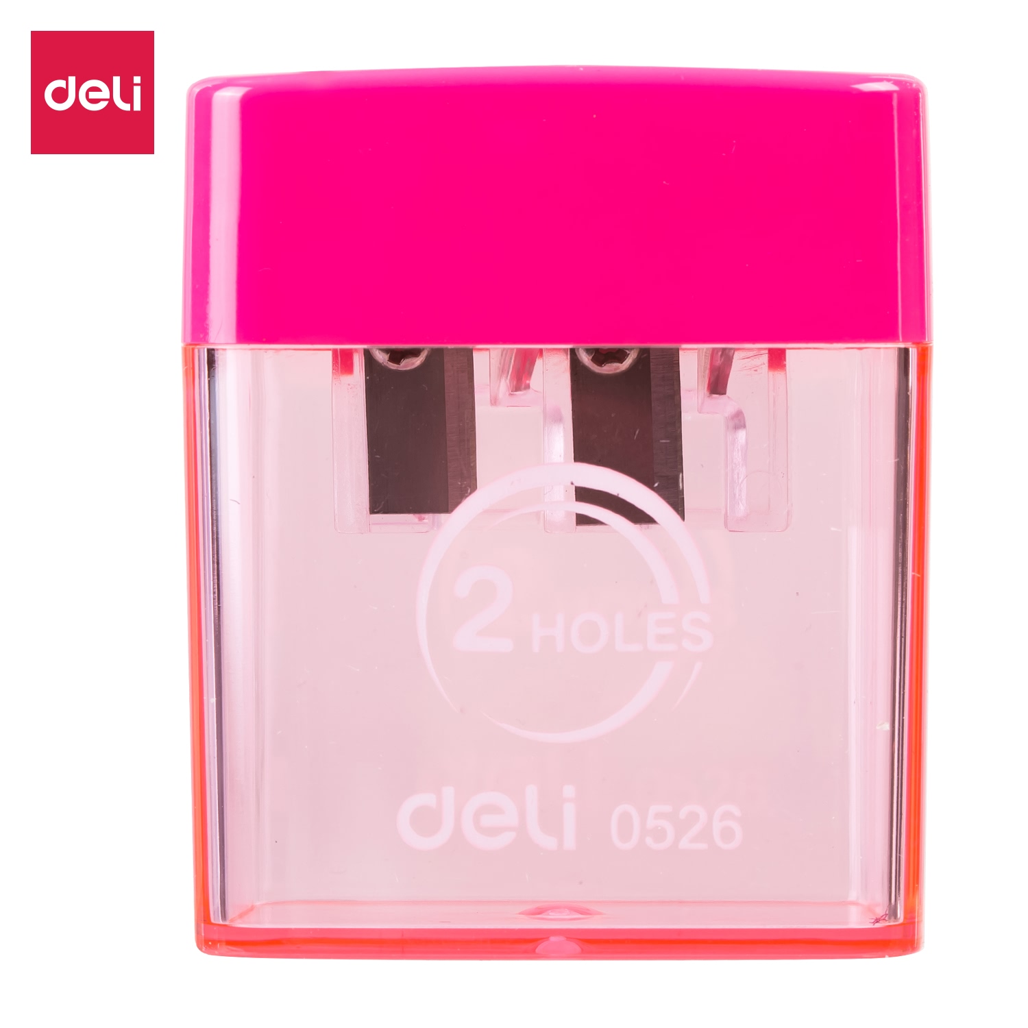 Deli Small pencil sharpener pencil cutter 1 and 2 Hole cute container knife smooth sharpening school supplies stationery: 7 and 12mm Pink