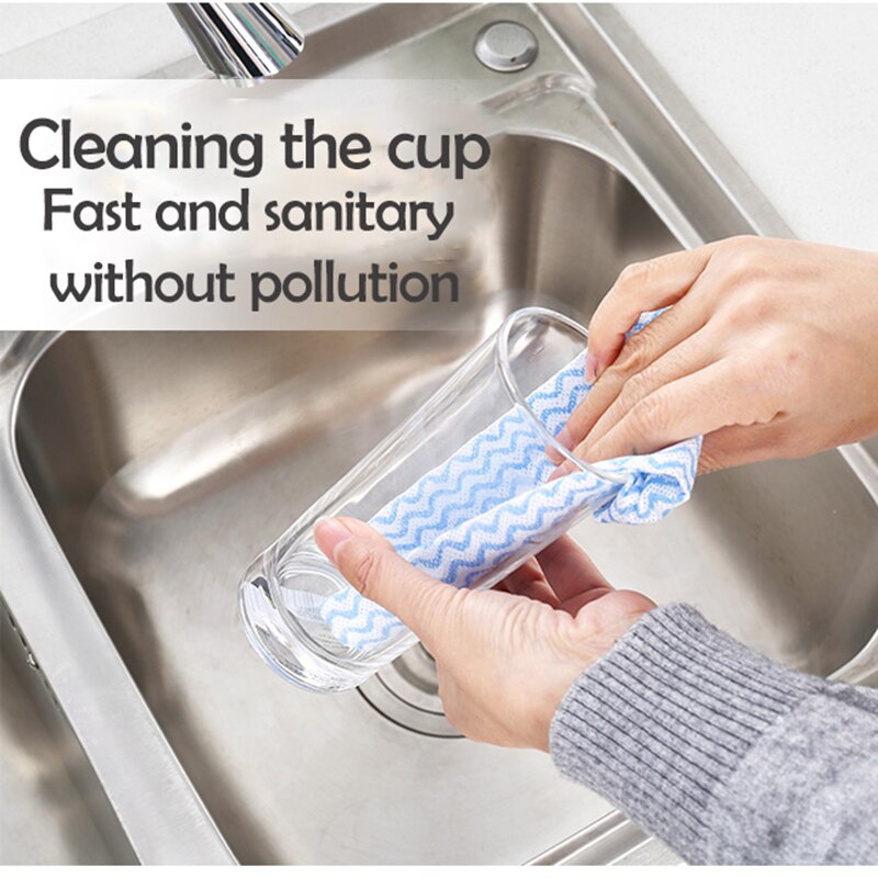 50pcs Roll Non-Woven Fabric Washing Cleaning Cloth Towels Kitchen Towel Disposable Striped Practical Rags Wiping Scouring Pad