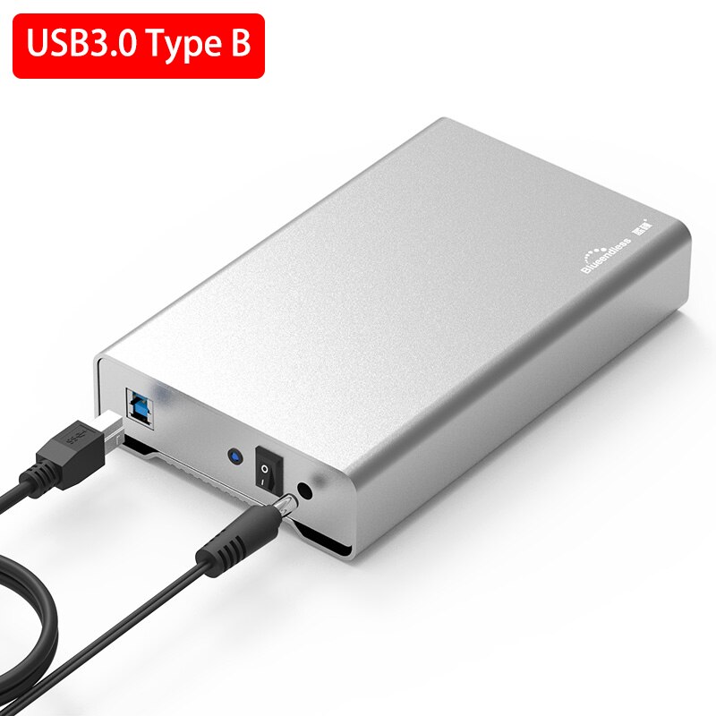 HDD enclosure USB3.0 type B/USB3.1 type C port full aluminum for 3.5&#39;&#39;/2.5&#39;&#39; SATA hard disk support max 6TB HDD plug and play