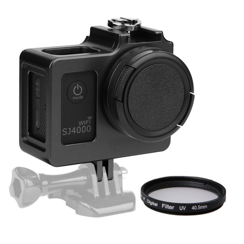 De aleación de aluminio de SJ4000 Carcasa protectora de Metal marco + filtro UV para SJCAM SJ4000 WIFI SJ6000 SJ7000 H9 accesorio