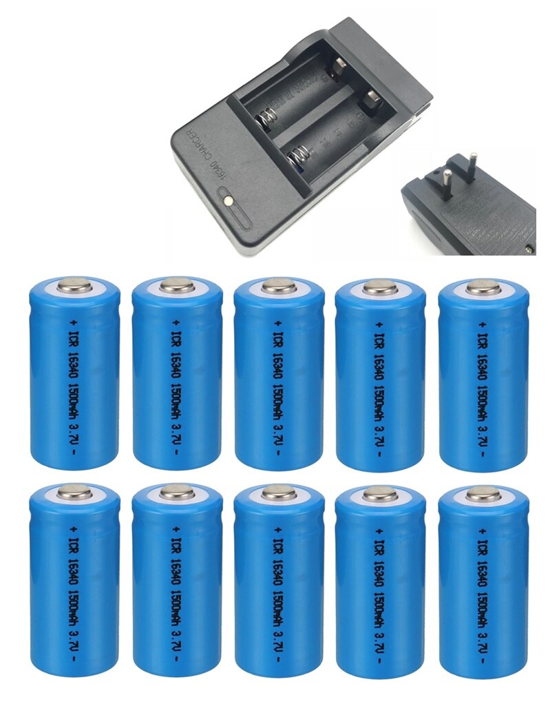 3.7V 1500mAh Rechargeable Li-ion Batteries 16340 CR123A Battery For LED Flashlight Travel Wall Charger For CR123A 16340 battery: Blue