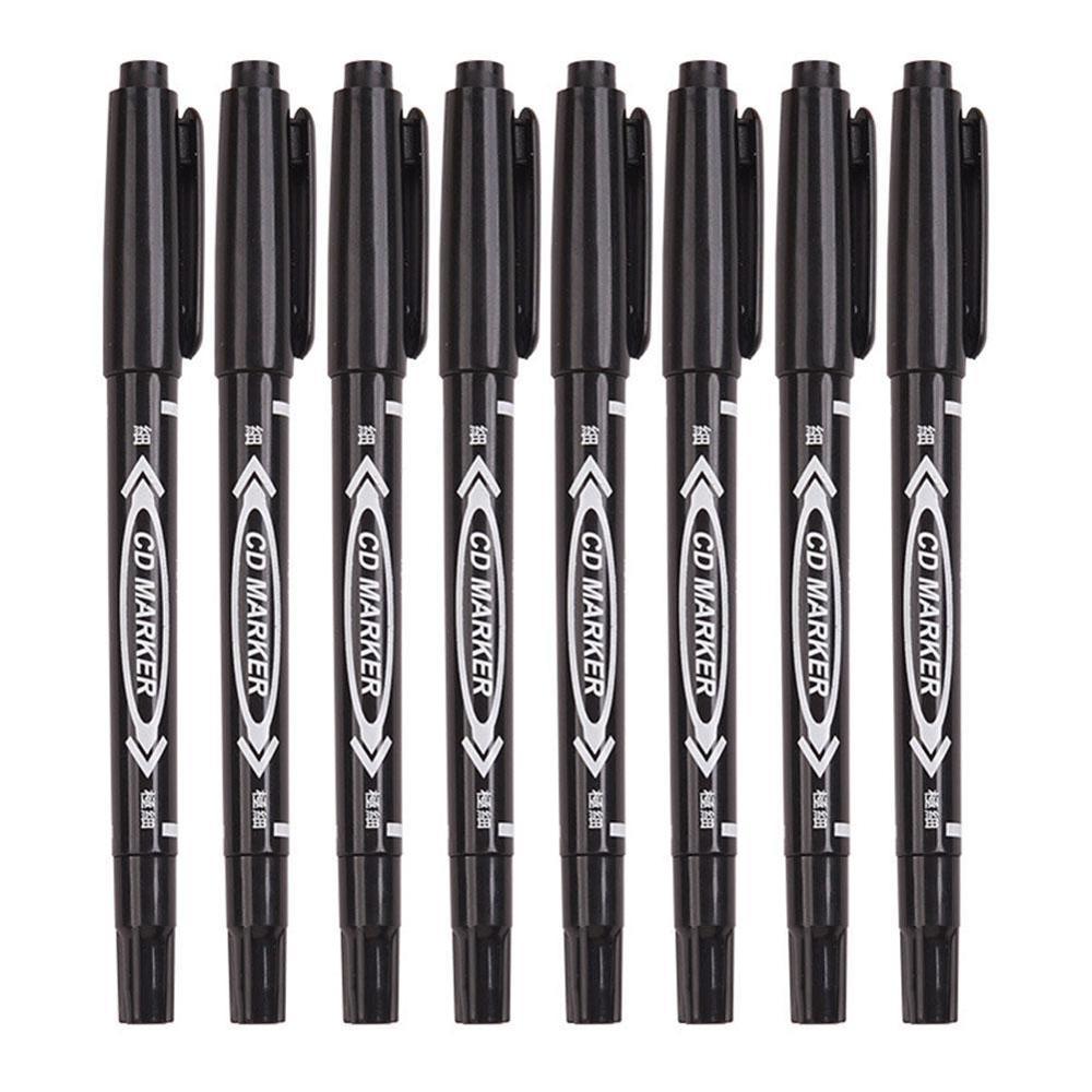 1Pc Twin Tip Permanente Marker Pen Fijne Punt Waterdichte 0.5Mm-2Mm Ruwe Dunne Nib Black Nib inkt Fijne Inkt